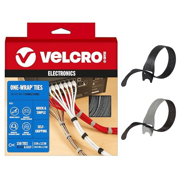 150-Pack VELCRO Brand 8" x 1/2" Reusable Cable Tie Straps