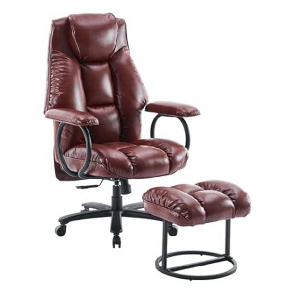 ATMILD Big and Tall High Back Executive Office Chair With Ottoman