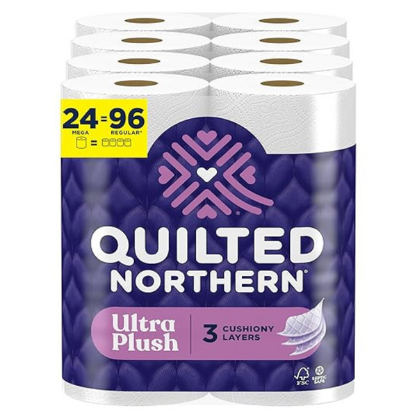 24 Mega Rolls Of Quilted Northern Ultra Plush Toilet Paper