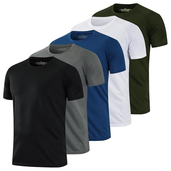 5-Pack Men's Dry Fit Wicking Athletic Breathable Shirt