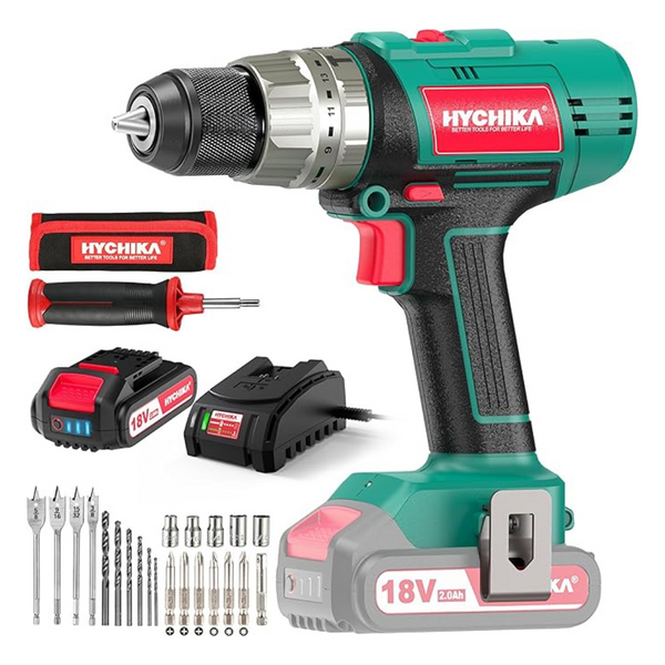 18V Cordless Hammer 400 In-lbs Power Drill W/ Handle