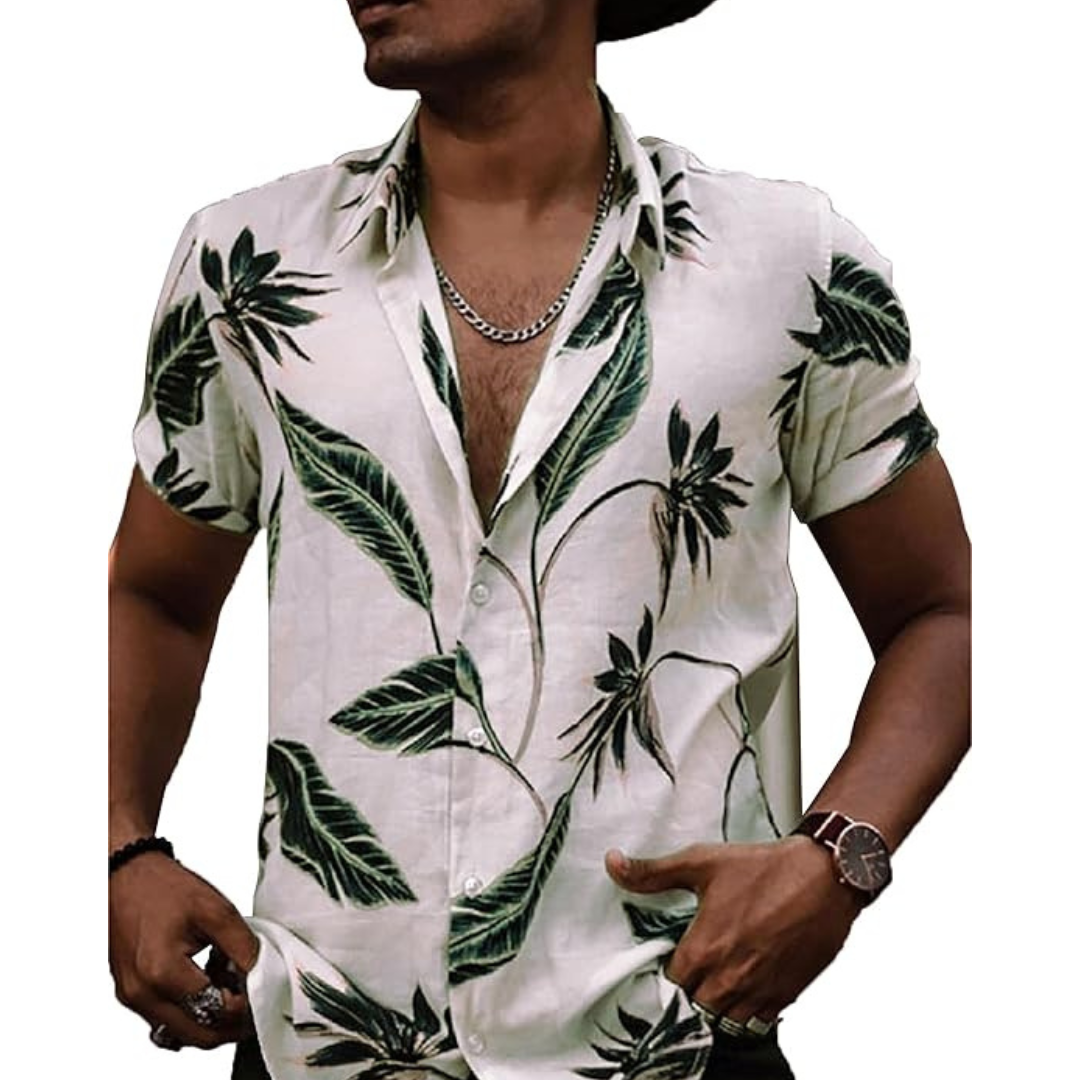 Men's Hawaiian Beach Short Sleeved Button Shirt