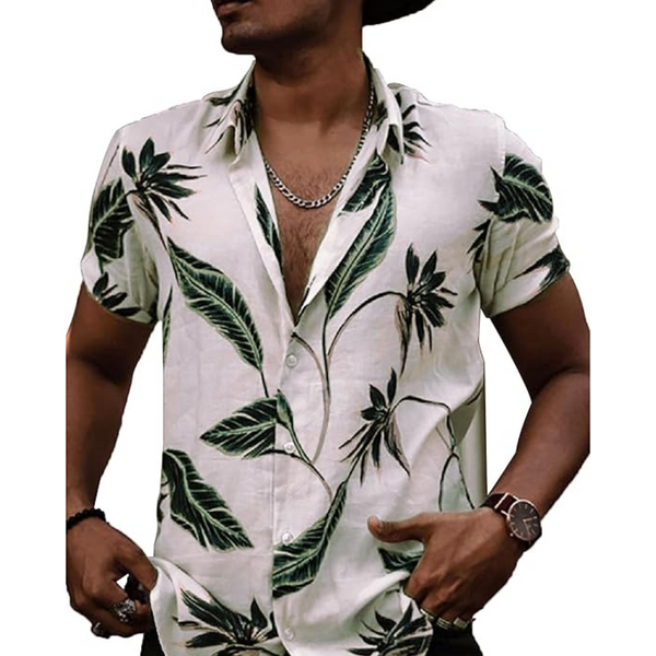 Men's Hawaiian Beach Short Sleeved Button Shirt