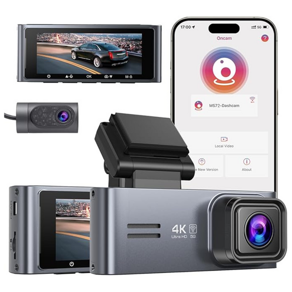 2024 Upgraded 4K/1080P Front and Rear 3.18" Screen Dual Dash Cam