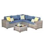 6-Piece Wicker Arm Patio Conversation Sofa Set