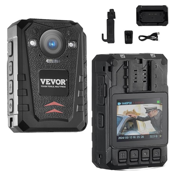 Vevor 1440P HD 128GB Waterproof Body Camera With Night Vision