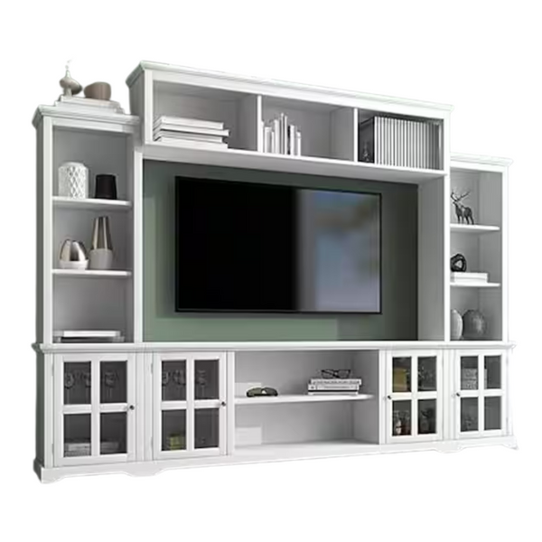 Multifunctional 70" Entertainment TV Stand With Glass Doors
