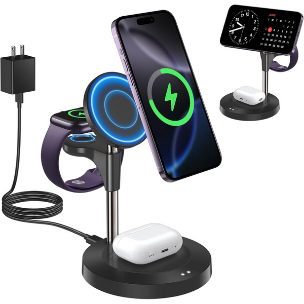 Aeinidi 3-in-1 15W Fast Mag-Safe Wireless Charging Station