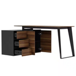 Reversible 54.3" L-Shaped Wood Writing Desk w/Drawers