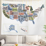 51.2 L x 59.1 W Wall Hanging USA Map with States Tapestry