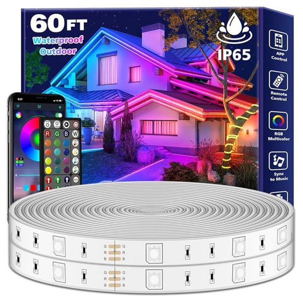 Aulimhti Outdoor Waterproof 60ft LED Strip Lights