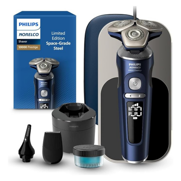 Philips Norelco Shaver Series 9000 Prestige, Wet And Dry Electric Shaver, Qi Charging Pad, Cleaning Pod