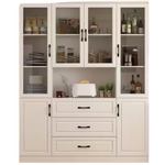 White Wood 63" W Buffet Sideboard Food Pantry With Hutch