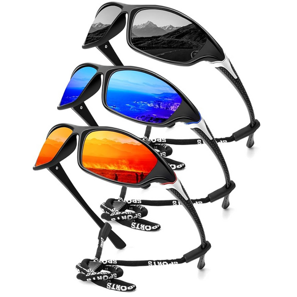 3-Pack Kaliyadi Men's UV Protection Polarized Sports Sunglasses