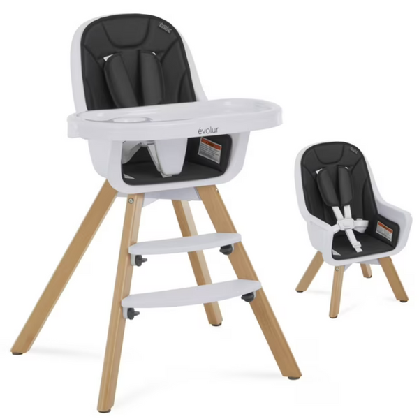 Evolur Zoodle 2-In-1 Convertible Baby High Chair W/ Adjustable Footrest