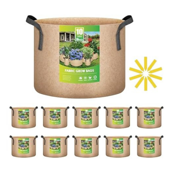 10-Pack iPower 10 Gallon Heavy Duty Nonwoven Fabric Potato Growing Pot