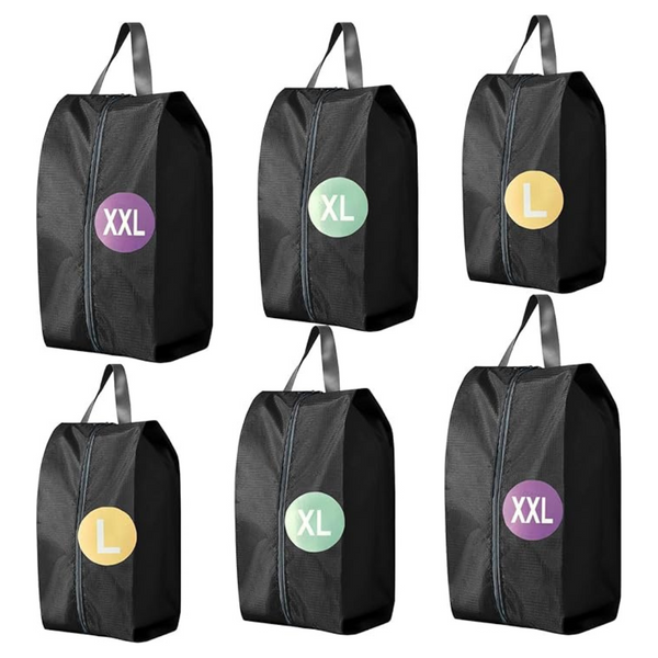 6-Pack Foldable Shoe Bag with Zipper Closure And Leather Handle