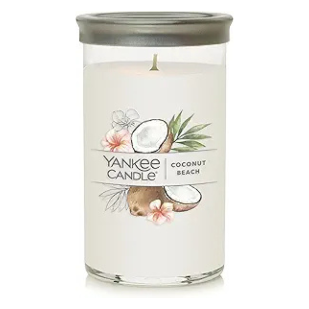 14.25oz Yankee Coconut Beach Signature Pillar Candle