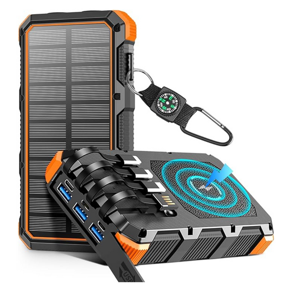 49800mAh Portable USB-C Solar Power Power Bank W/ Flashlights