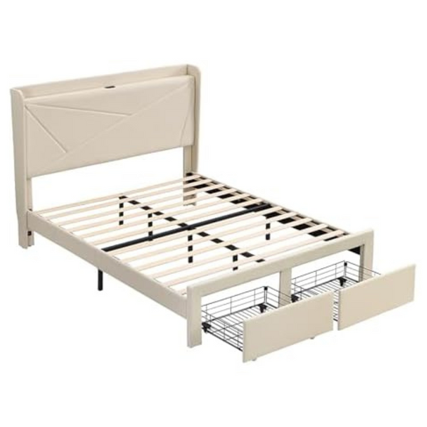 Spoflyinn Full/Queen Size Bed With 2 Storage Drawers