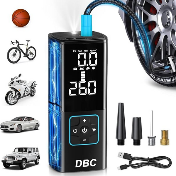 Portable Air Compressor Tire Inflator with Flashlight & Charging