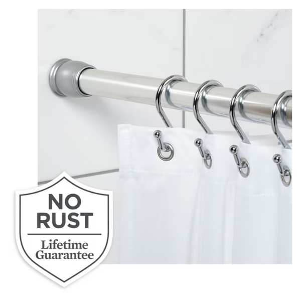 Better Homes & Gardens Chrome Easy Hang Rustproof Aluminum Extra Long Shower Curtain Rod (50″ – 86″)