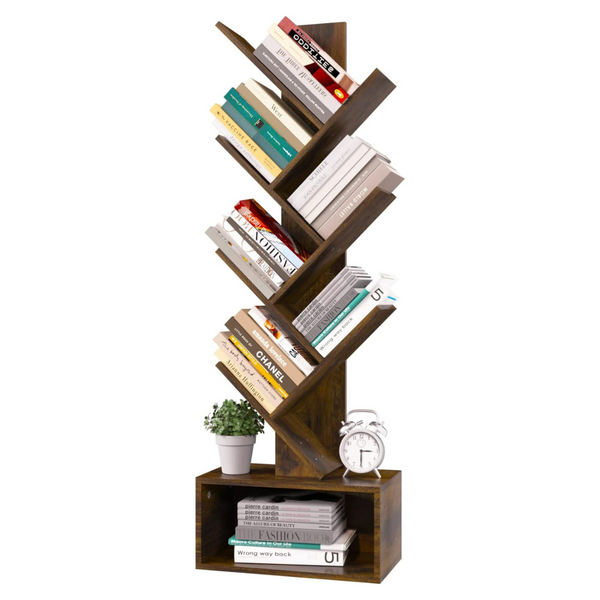 Yoobure 6 Shelf Retro Floor Standing Tree Bookshelf
