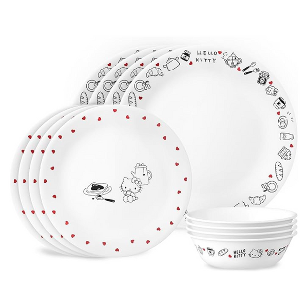 12-Piece Corelle Vitrelle Hello Kitty Dinnerware Set