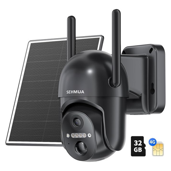 Sehmua Outdoor Wireless 4G LTE Cellular Solar Security Camera
