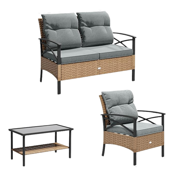 4-Piece Patio Furniture Wicker Outdoor Bistro Set