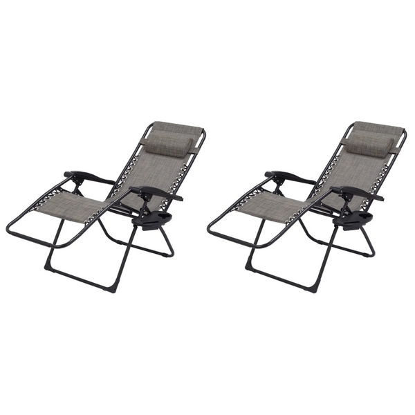 2-Pack Mainstays Reclining Zero-Gravity Lounge Chair With Cup Holder