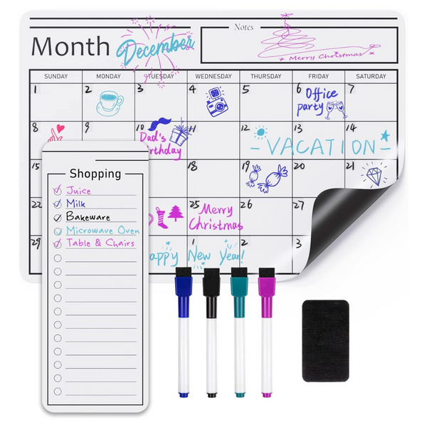 Amazon Basics Magnetic Dry Erase Whiteboard Calendar (12" x 17")