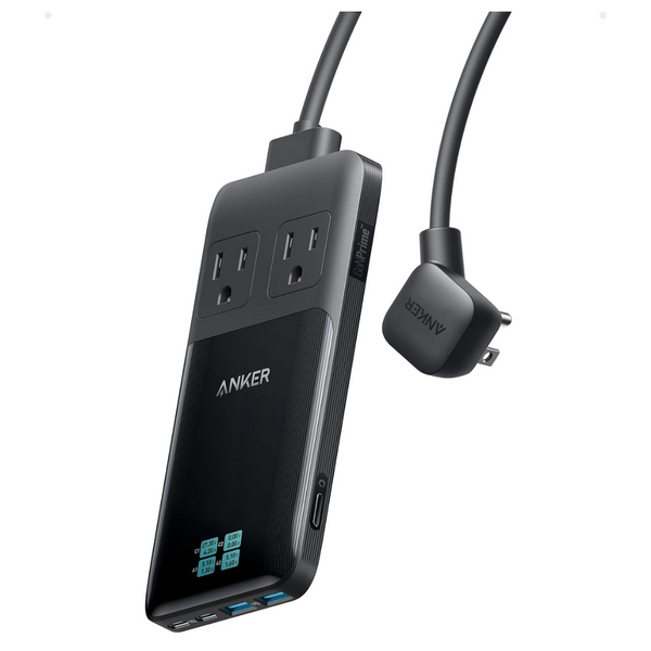 140W Anker Prime Flat Plug Power Strip W/ 5' Extension (2 AC, 2 USB-A & 2 USB-C)
