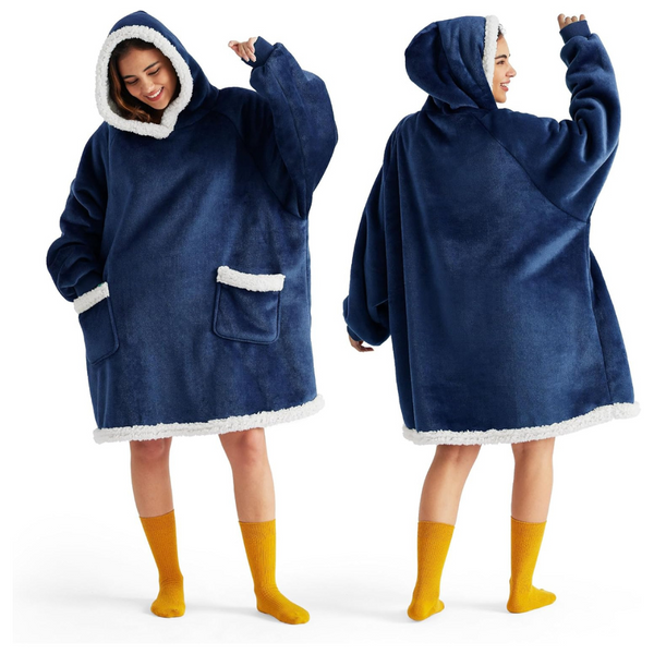 Bedsure Wearable Blanket Hoodie (Navy, Standard)