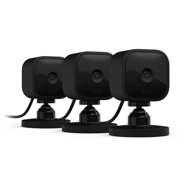 Blink Mini – Compact Indoor Plug-in Smart Security Cameras (3 Cameras)