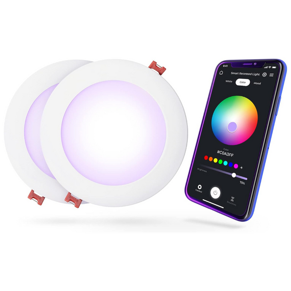 2-Pack GLOBE Electric Wi-Fi Smart 6" Ultra Slim LED Recessed Lighting Kit