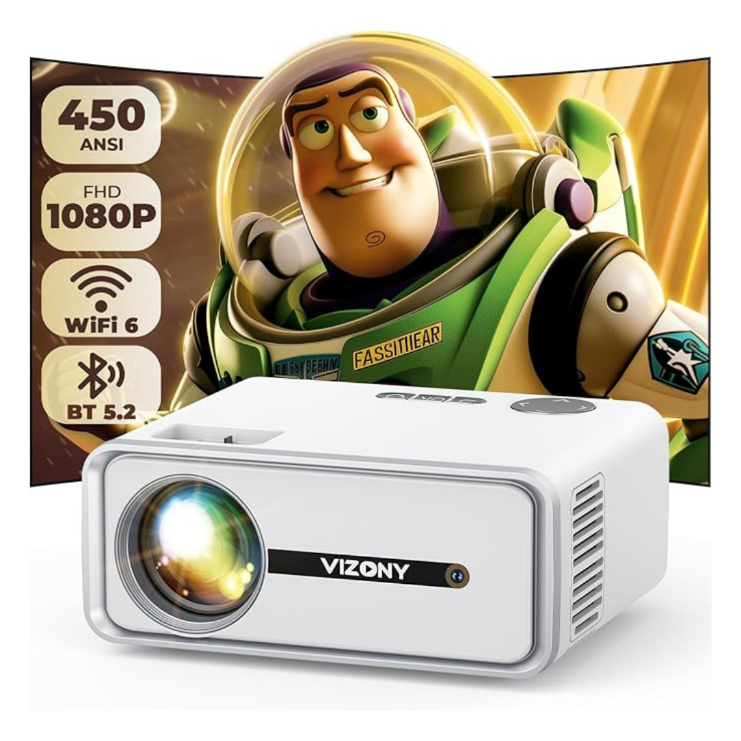 450 ANSI 1080P FHD Portable Home Movie Projector w/ WiFi & Bluetooth