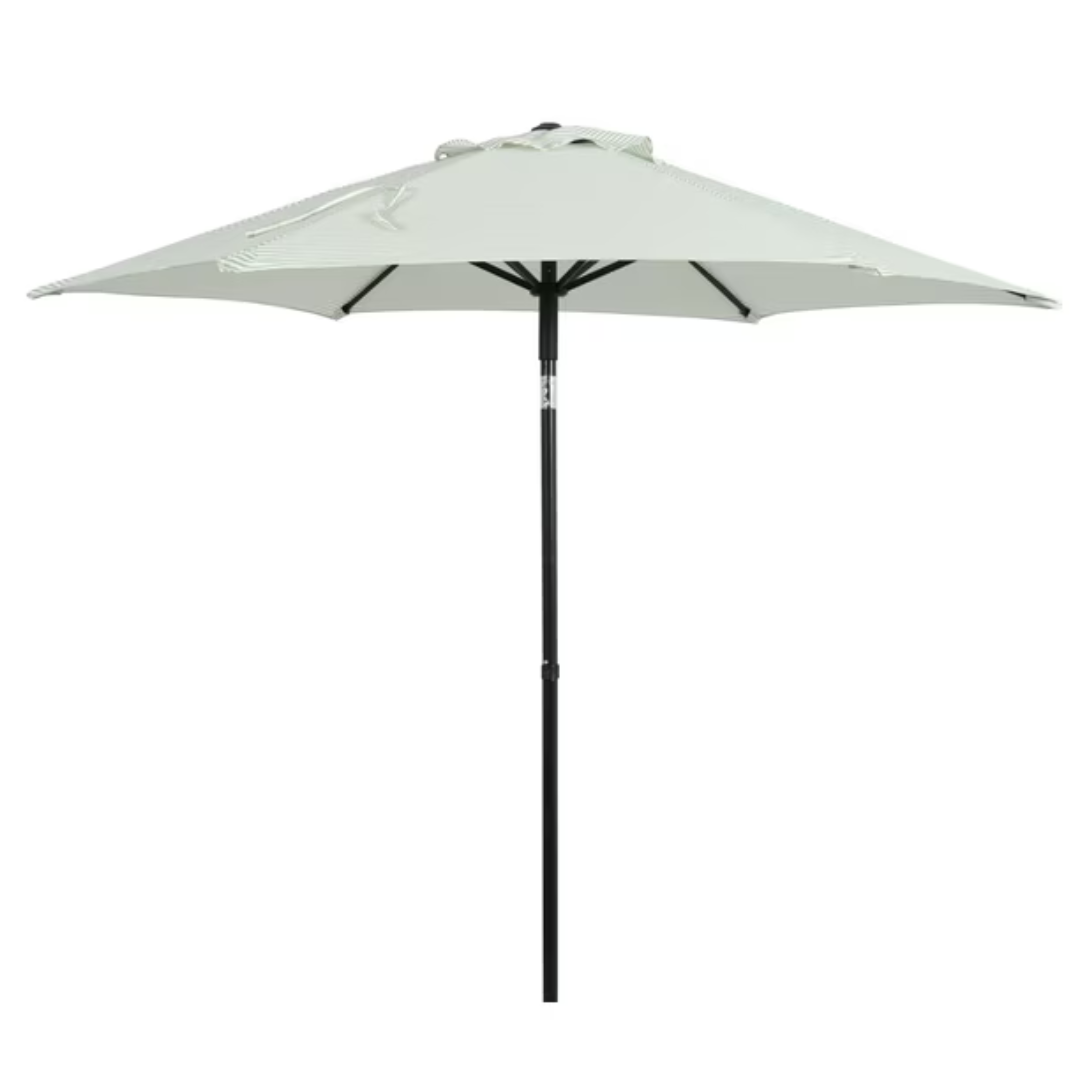 Better Homes & Gardens 7.5' Green Ticking Stripe Push-Up and Tilt Patio Umbrella
