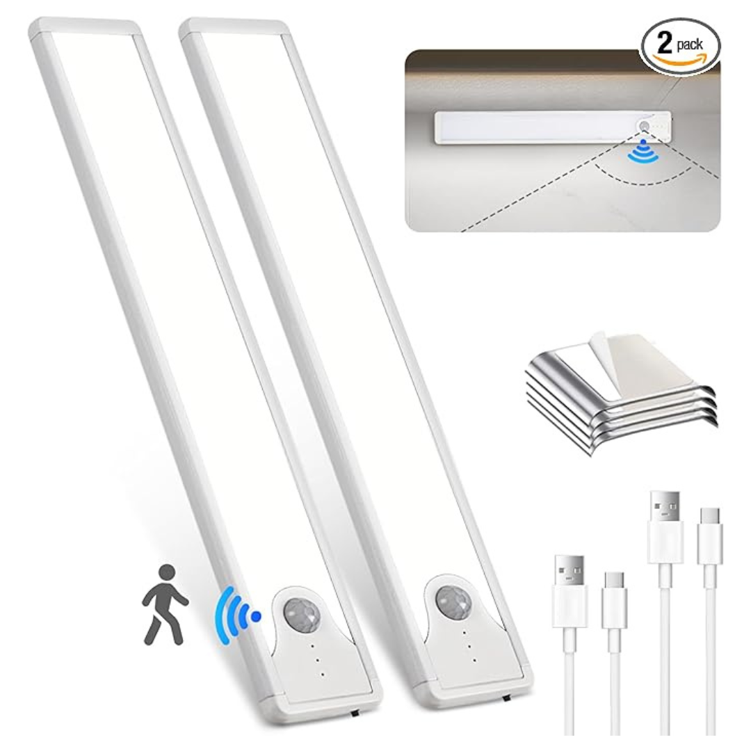 2-Pack 8" 41 LED 6500K Rechargeable Motion Sensor Light