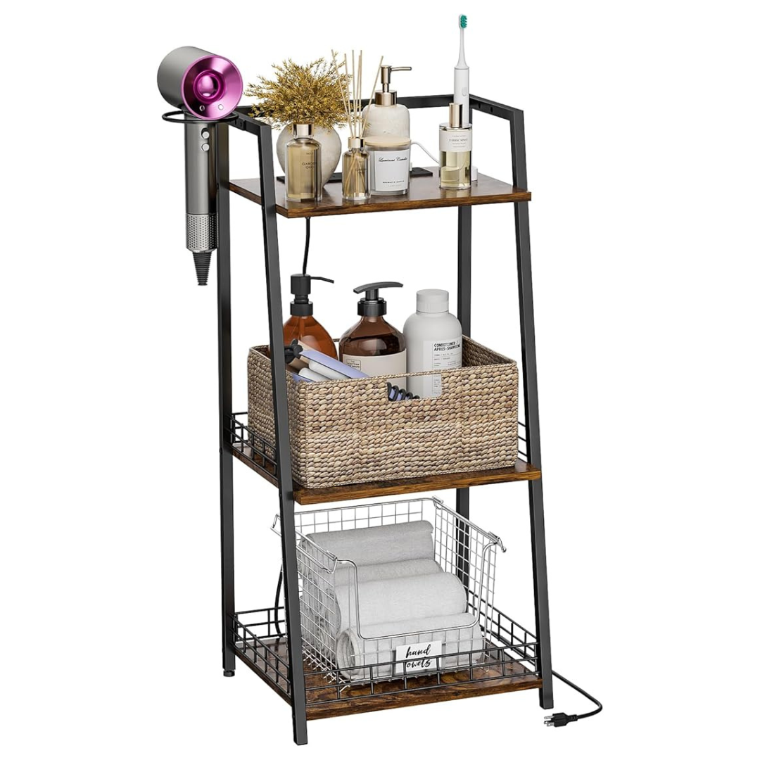 3-Tier Bathroom Shelves With Charging Station & USB Outlets