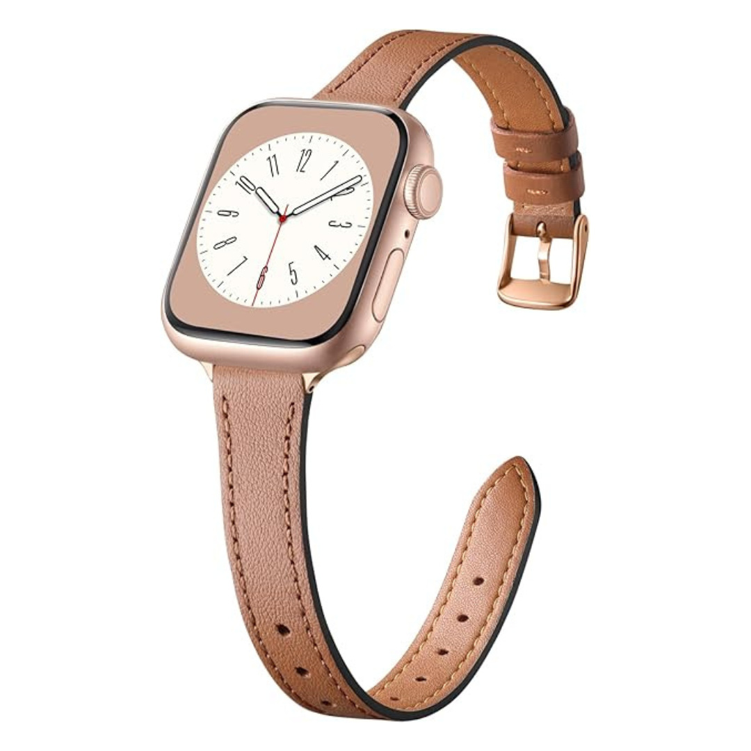 Charlam Slim Leather Band Compatible With Apple Watch