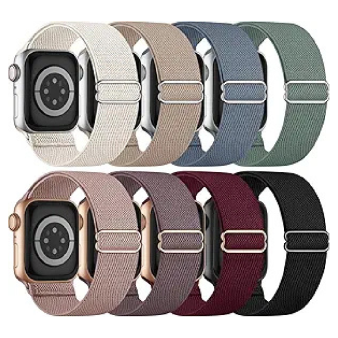8-Pack Unisex Nylon Braided Elastic Strap Apple Watch Band