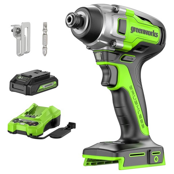 Greenworks 24-V 1/4-In Brushless Cordless Impact Driver W/ Battery &Charger