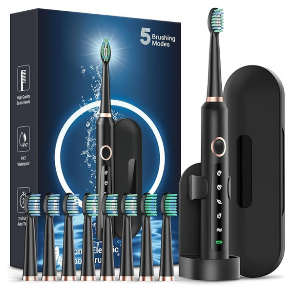 Rtauys M5 Sonic Rechargeable Electric Toothbrush With 8 Brush Heads