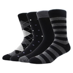 4-Pairs Men's Black Cotton Crew Dress Socks