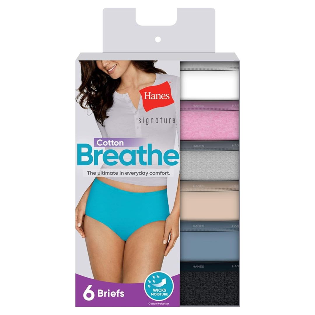 6-Pack Hanes Women's Signature Breathe Cotton Brief Underwear
