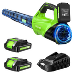 Cordless Leaf Blower With 2 Batteries And Fast Charger (Green)