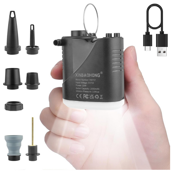 Rechargeable Mini Air Portable Tiny Inflator/Deflator Pump W/ 2000mAh Battery