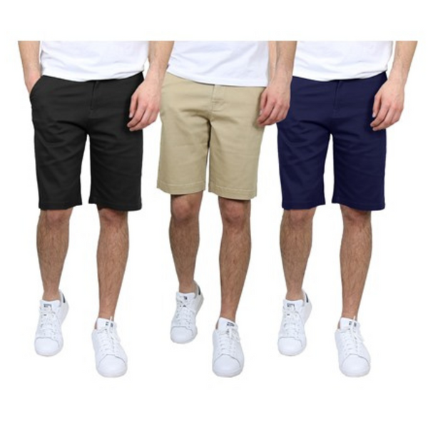 3-Pack Men's Stretch Cotton Twill Chino Shorts