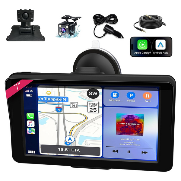 7" HD Portable Touchscreen Car Stereo With Backup Camera